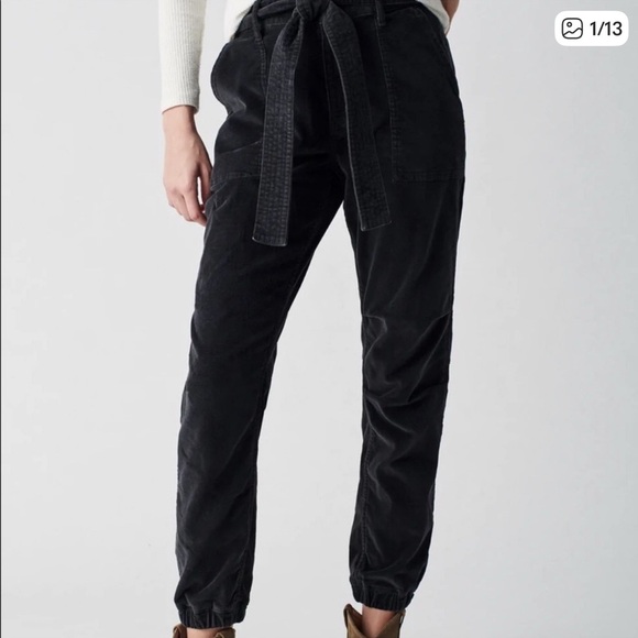 Faherty women’s Orion Black Ankle Pants small tie waist - Picture 2 of 6